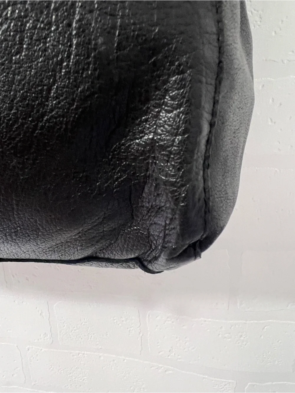 Day & Mood Anthropologie Heather Black Leather Moto Tote Bag Front Zip Pockets